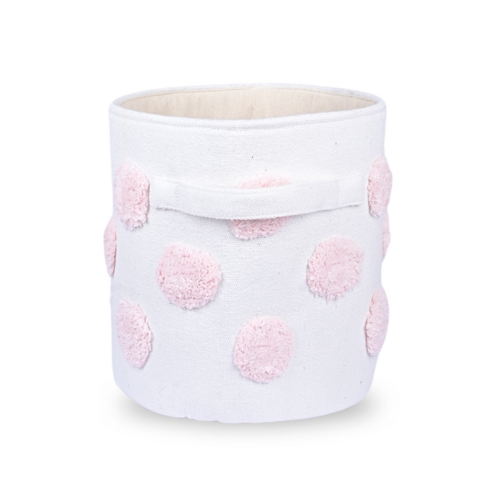 PomPom Small Round Pink Toy Storage Basket