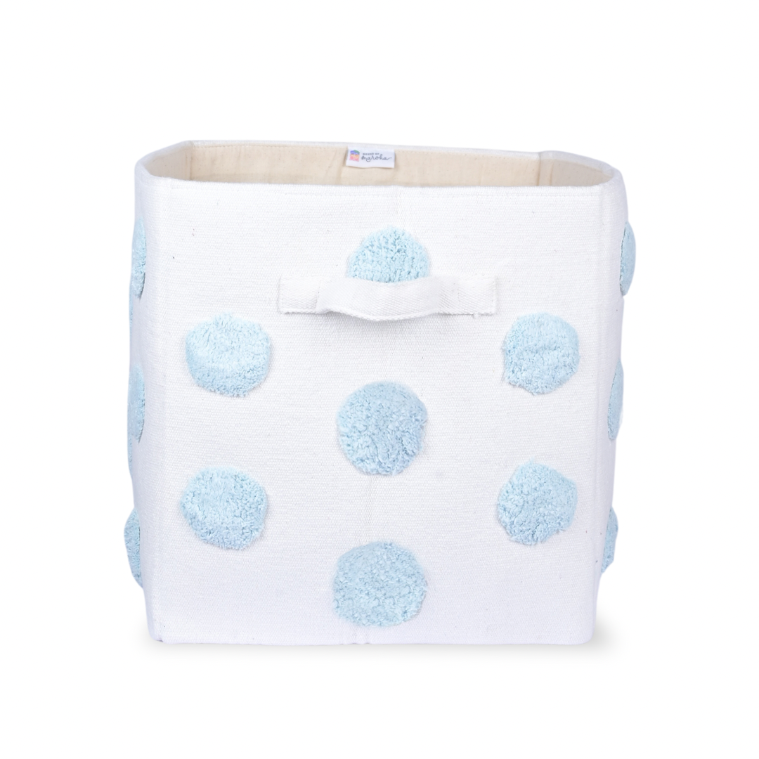 PomPom Large Rectangular Blue Toy Storage Basket