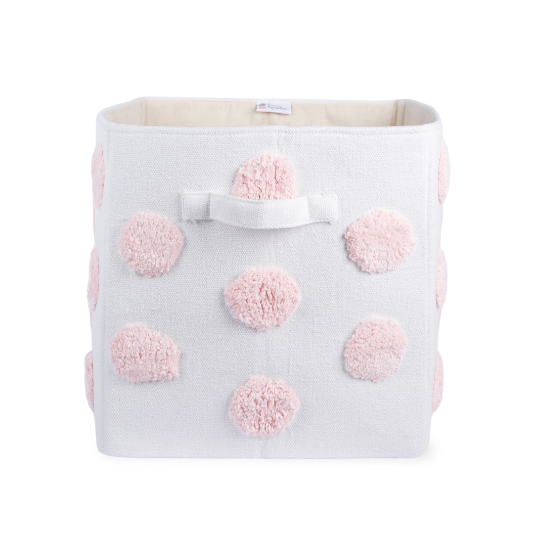 PomPom Large Rectangular Pink Toy Storage Basket