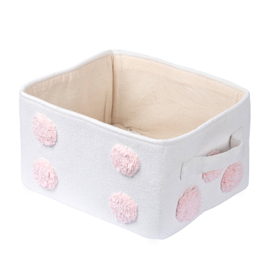PomPom Small Rectangular Pink Toy Storage Basket