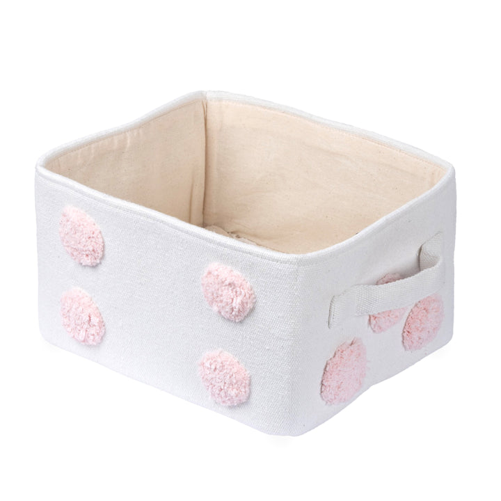 PomPom Small Rectangular Pink Toy Storage Basket