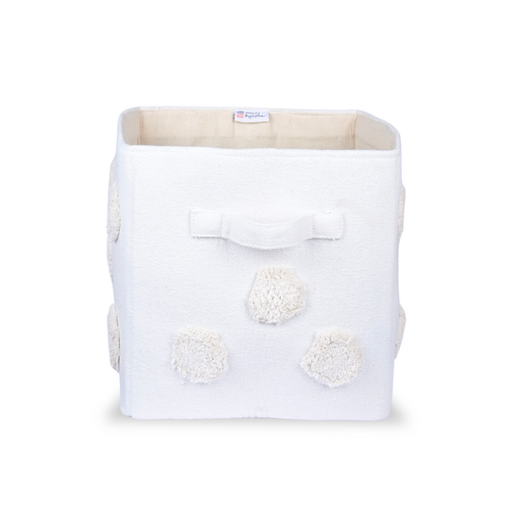 PomPom Medium Rectangular Beige Toy Storage Basket