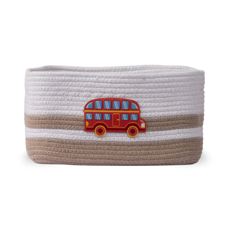 Cotton Rope 'Transport Trail' Small Rectangular Beige Toy Storage Basket