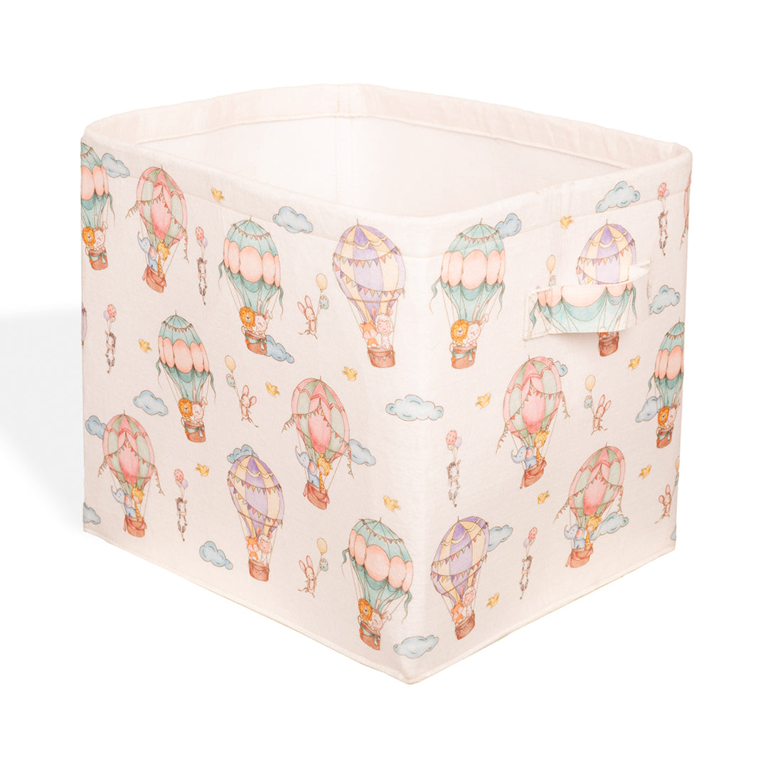 Hot Air Balloon Medium Felt Storage Basket with Lid