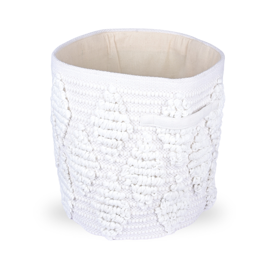 Woven Treasure Large Round Beige Toy Storage Basket