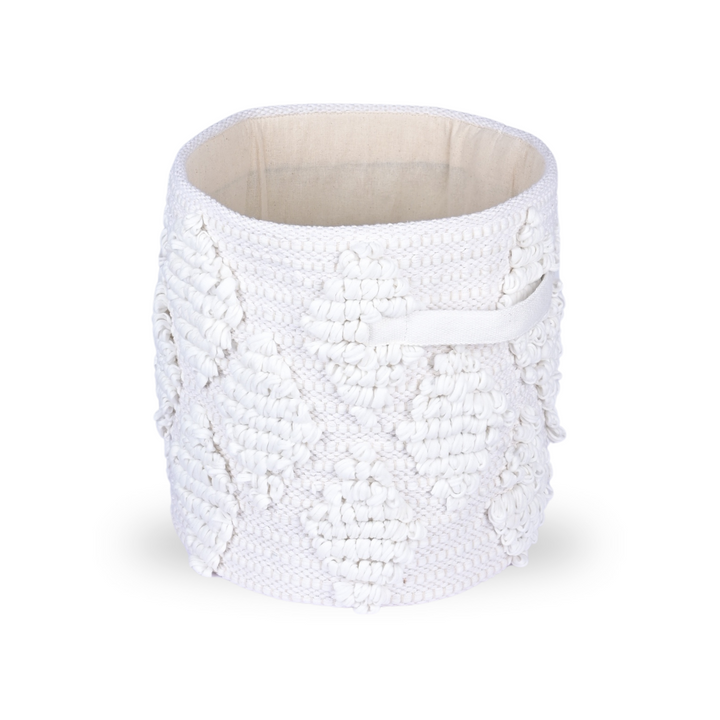 Woven Treasure Medium Round Beige Toy Storage Basket