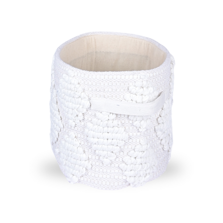 Woven Treasure Small Round Beige Toy Storage Basket