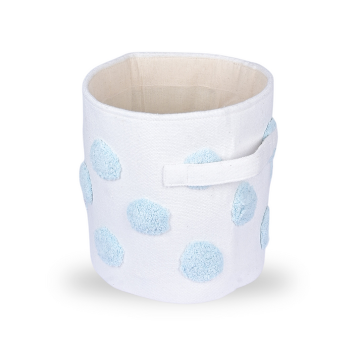 PomPom Small Round Blue Toy Storage Basket