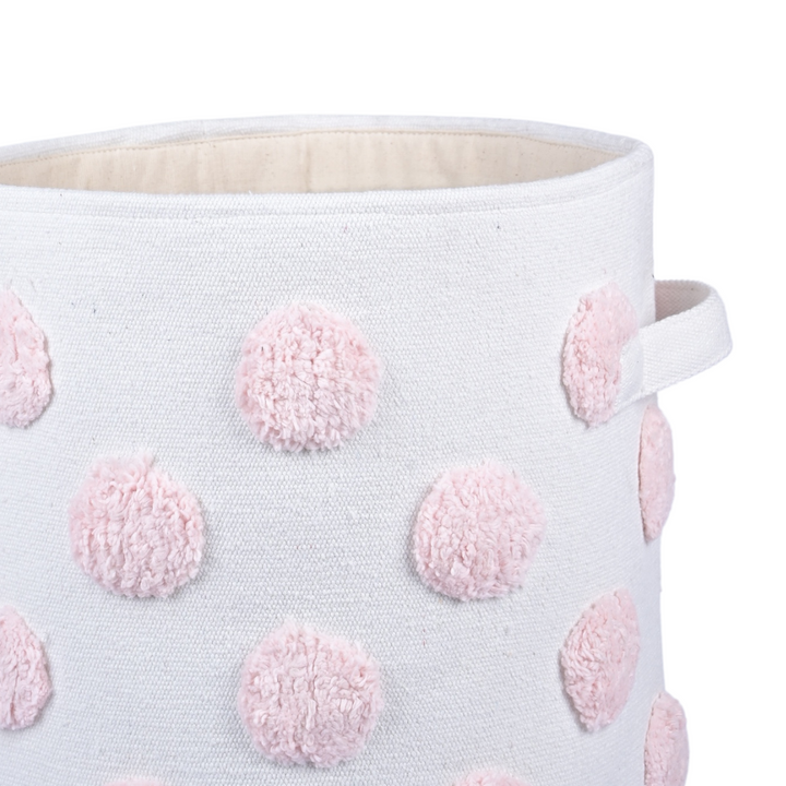 PomPom Medium Round Pink Toy Storage Basket