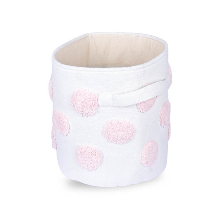 PomPom Small Round Pink Toy Storage Basket