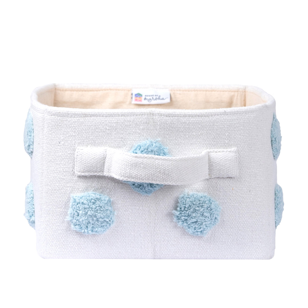 PomPom Small Rectangular Blue Toy Storage Basket