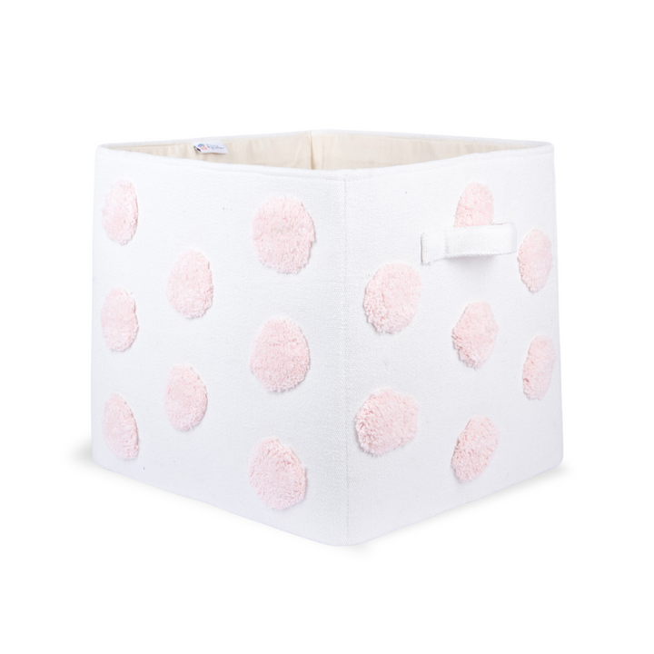 PomPom Large Rectangular Pink Toy Storage Basket