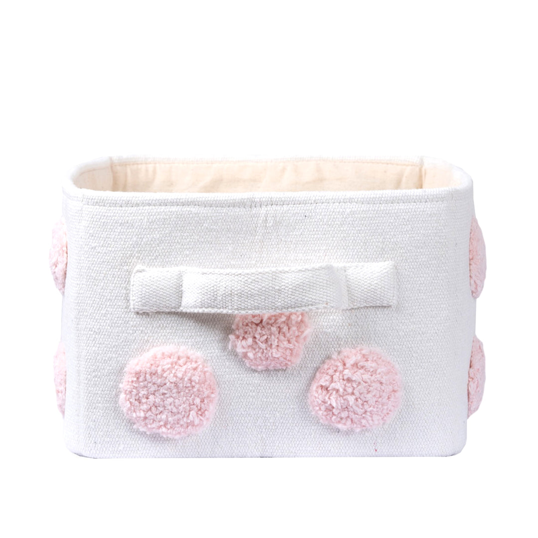 PomPom Small Rectangular Pink Toy Storage Basket
