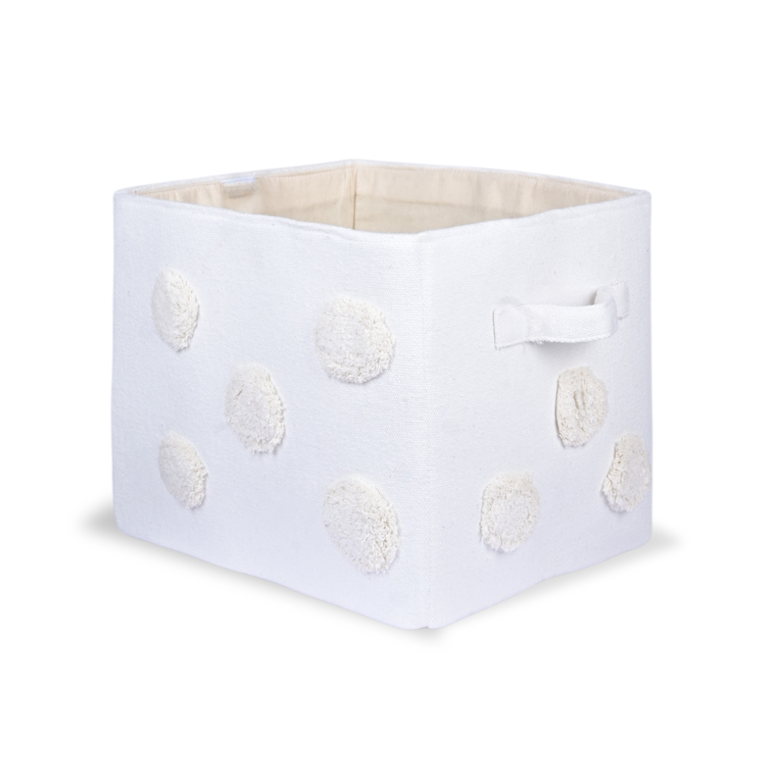 PomPom Medium Rectangular Beige Toy Storage Basket