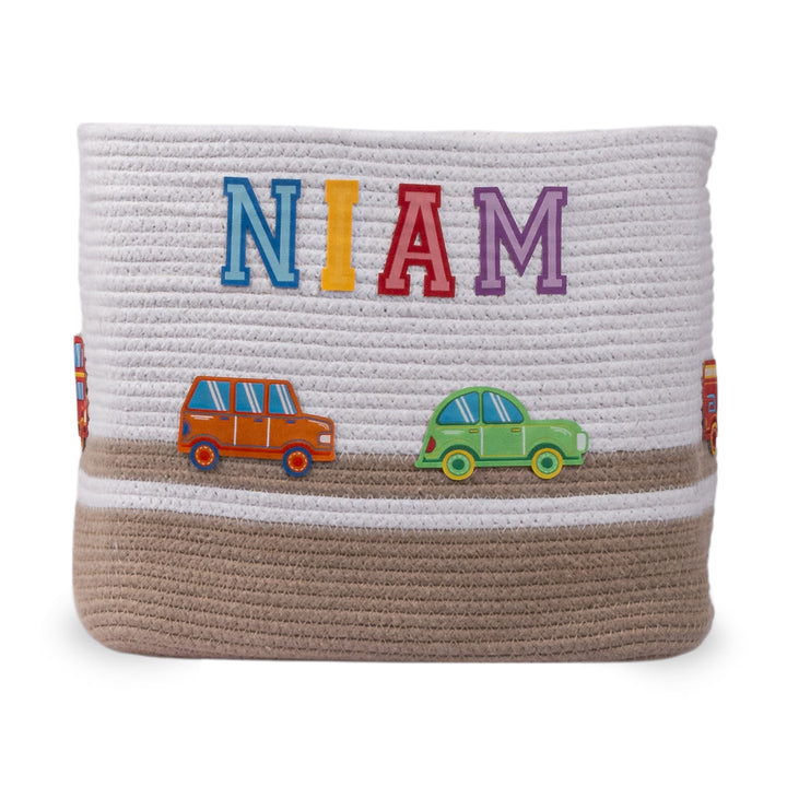 Cotton Rope 'Transport Trail' Medium Rectangular Beige Toy Storage Basket With Lid