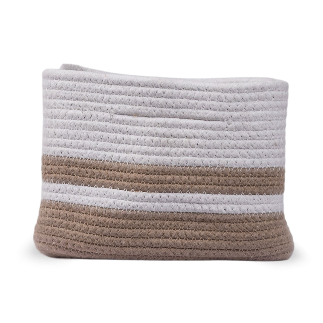 Cotton Rope 'Transport Trail' Small Rectangular Beige Toy Storage Basket
