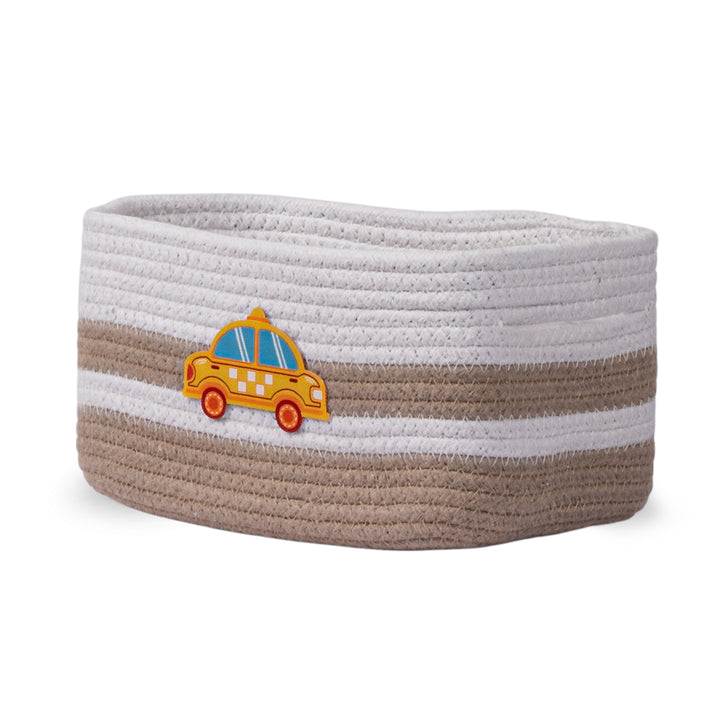 Cotton Rope 'Transport Trail' Extra-Small Rectangular Beige Toy Storage Basket