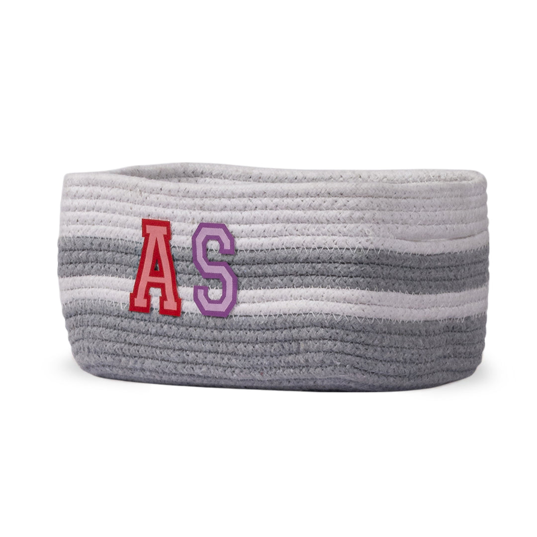 Cotton Rope 'Transport Trail' Extra-Small Rectangular Grey Toy Storage Basket