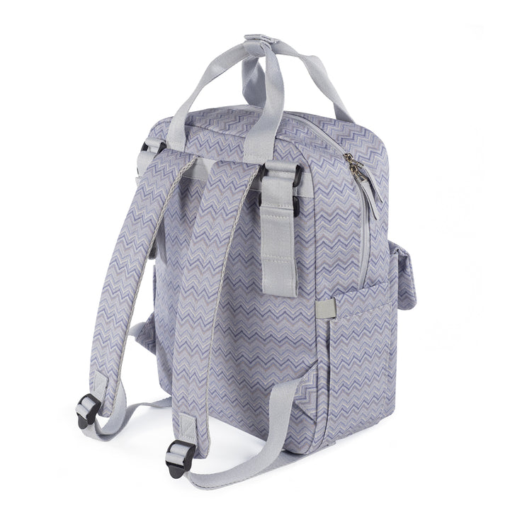 Zigzag Grey Backpack Diaper Changing Bag