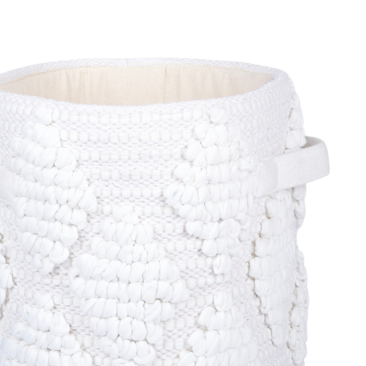 Woven Treasure Small Round Beige Toy Storage Basket