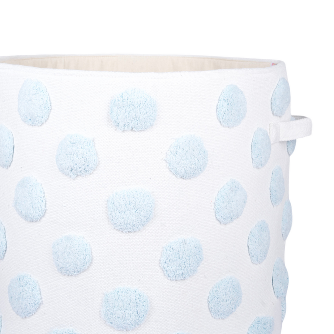 PomPom Extra-Large Round Blue Toy Storage Basket