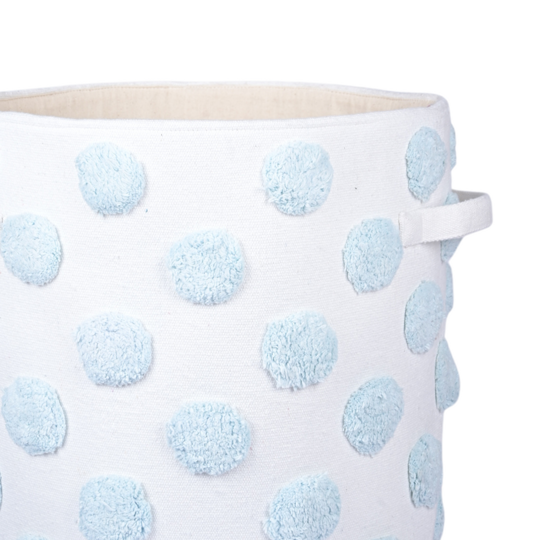 PomPom Large Round Blue Toy Storage Basket