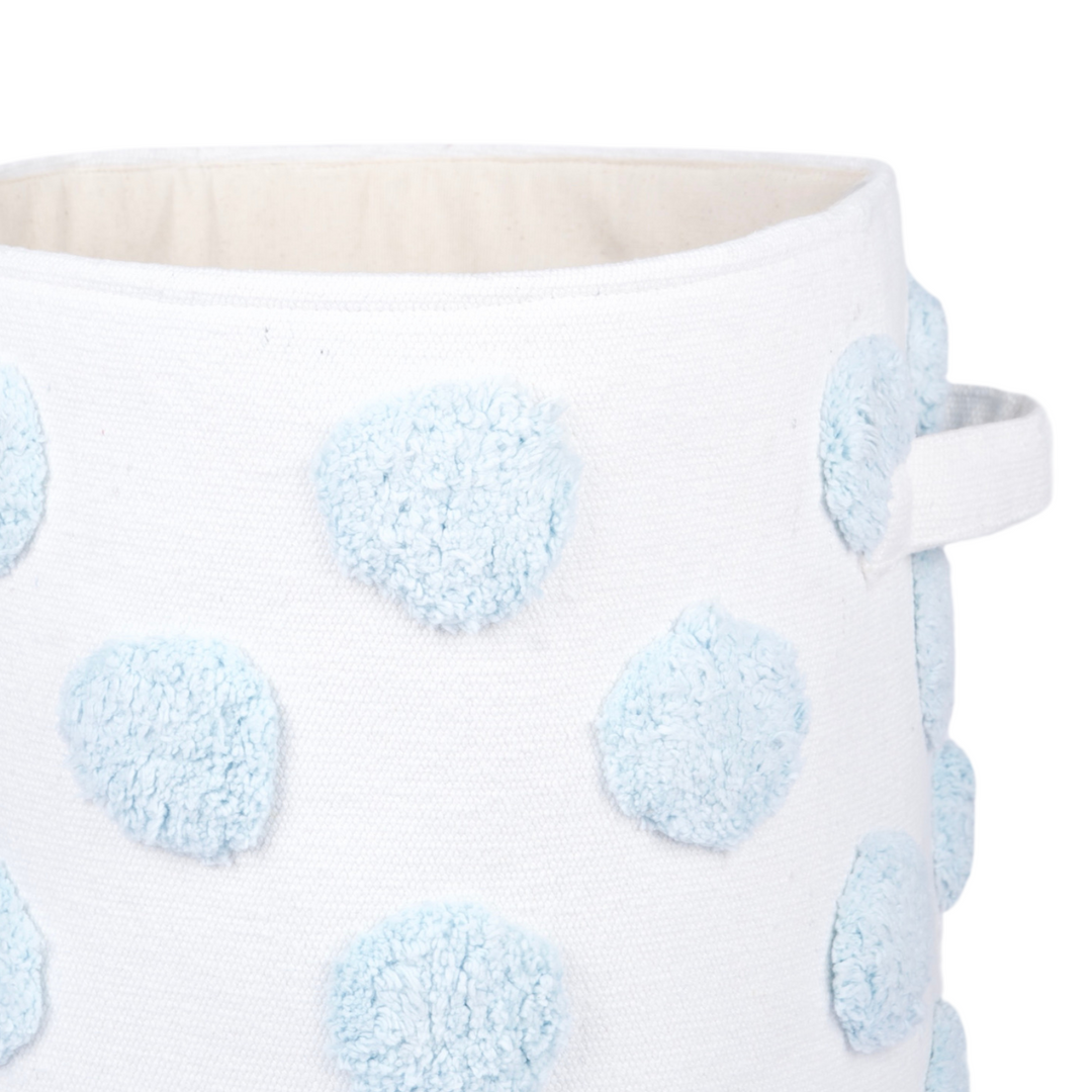 PomPom Medium Round Blue Toy Storage Basket