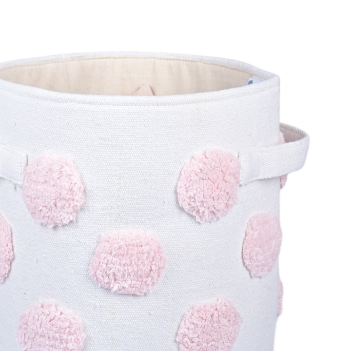 PomPom Small Round Pink Toy Storage Basket