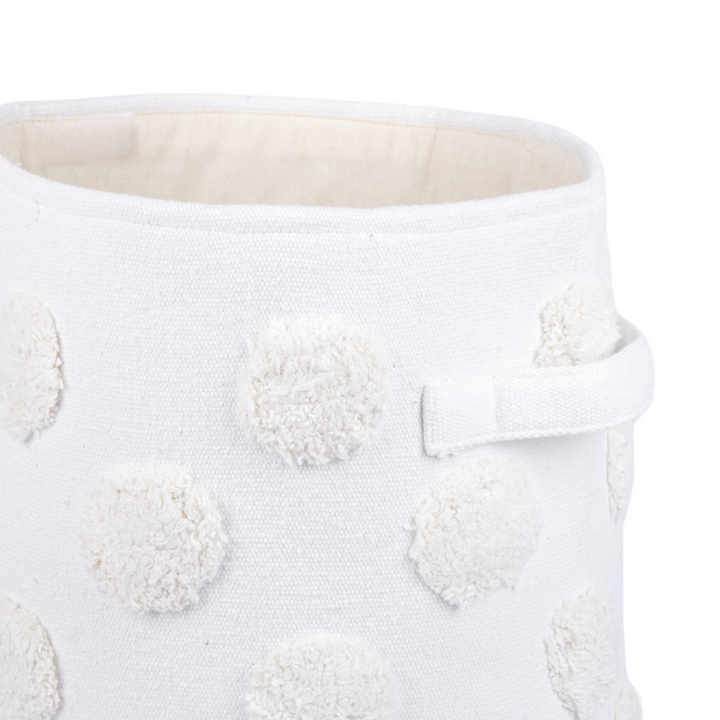 PomPom Medium Round Beige Toy Storage Basket