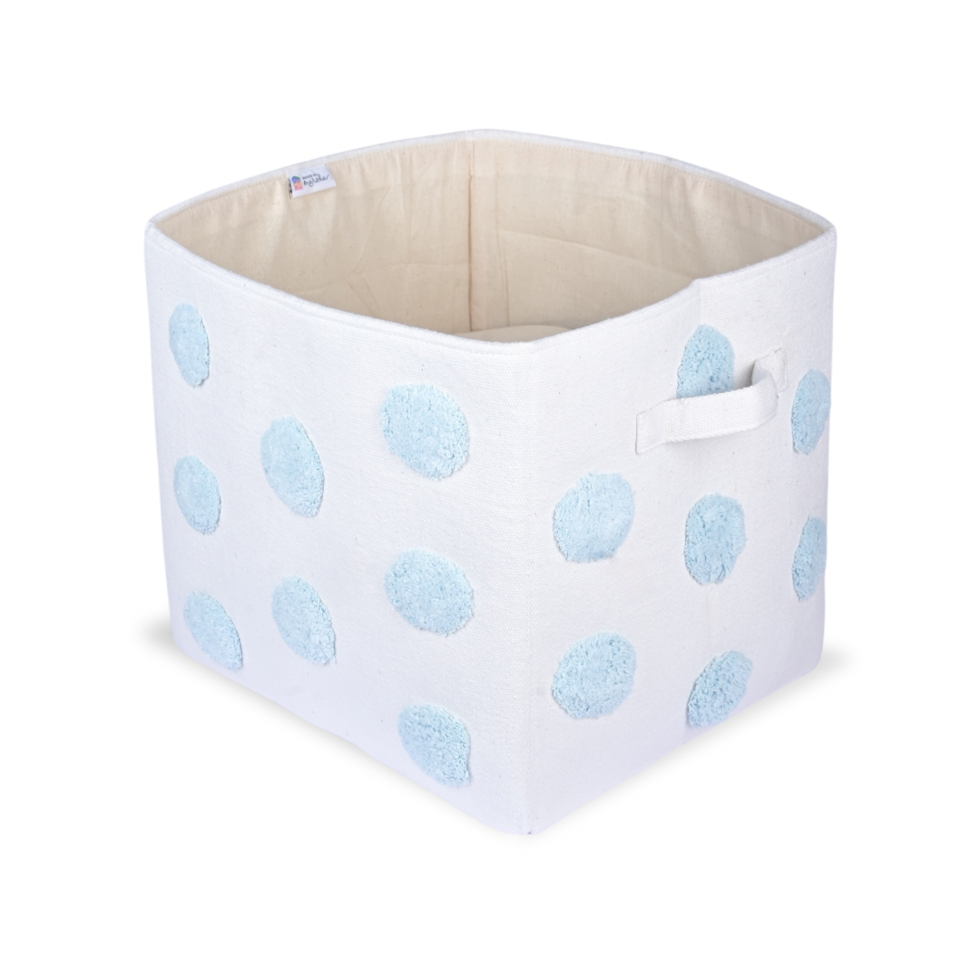 PomPom Large Rectangular Blue Toy Storage Basket