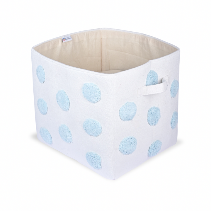 PomPom Large Rectangular Blue Toy Storage Basket