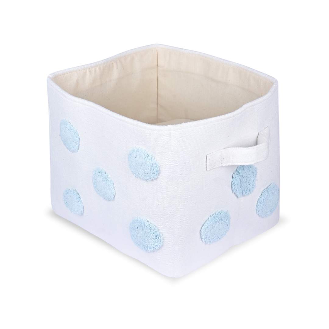 PomPom Medium Rectangular Blue Toy Storage Basket