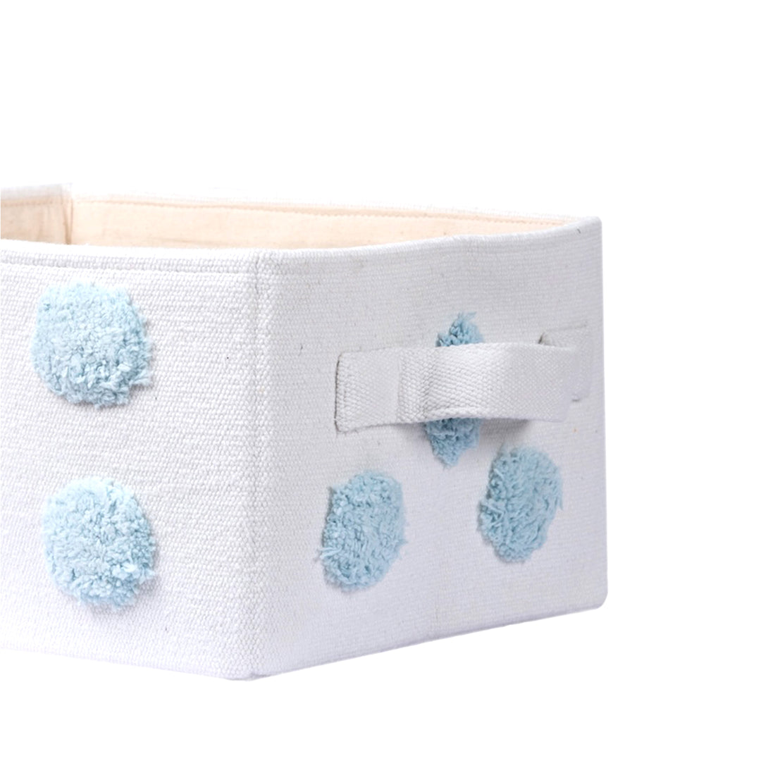 PomPom Small Rectangular Blue Toy Storage Basket