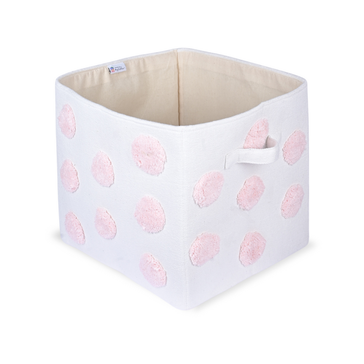 PomPom Large Rectangular Pink Toy Storage Basket