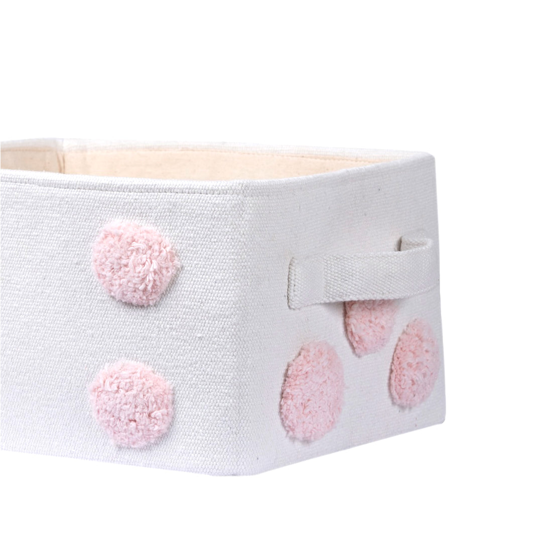 PomPom Small Rectangular Pink Toy Storage Basket