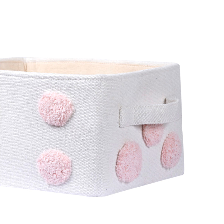 PomPom Small Rectangular Pink Toy Storage Basket