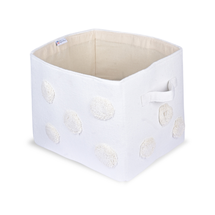 PomPom Medium Rectangular Beige Toy Storage Basket