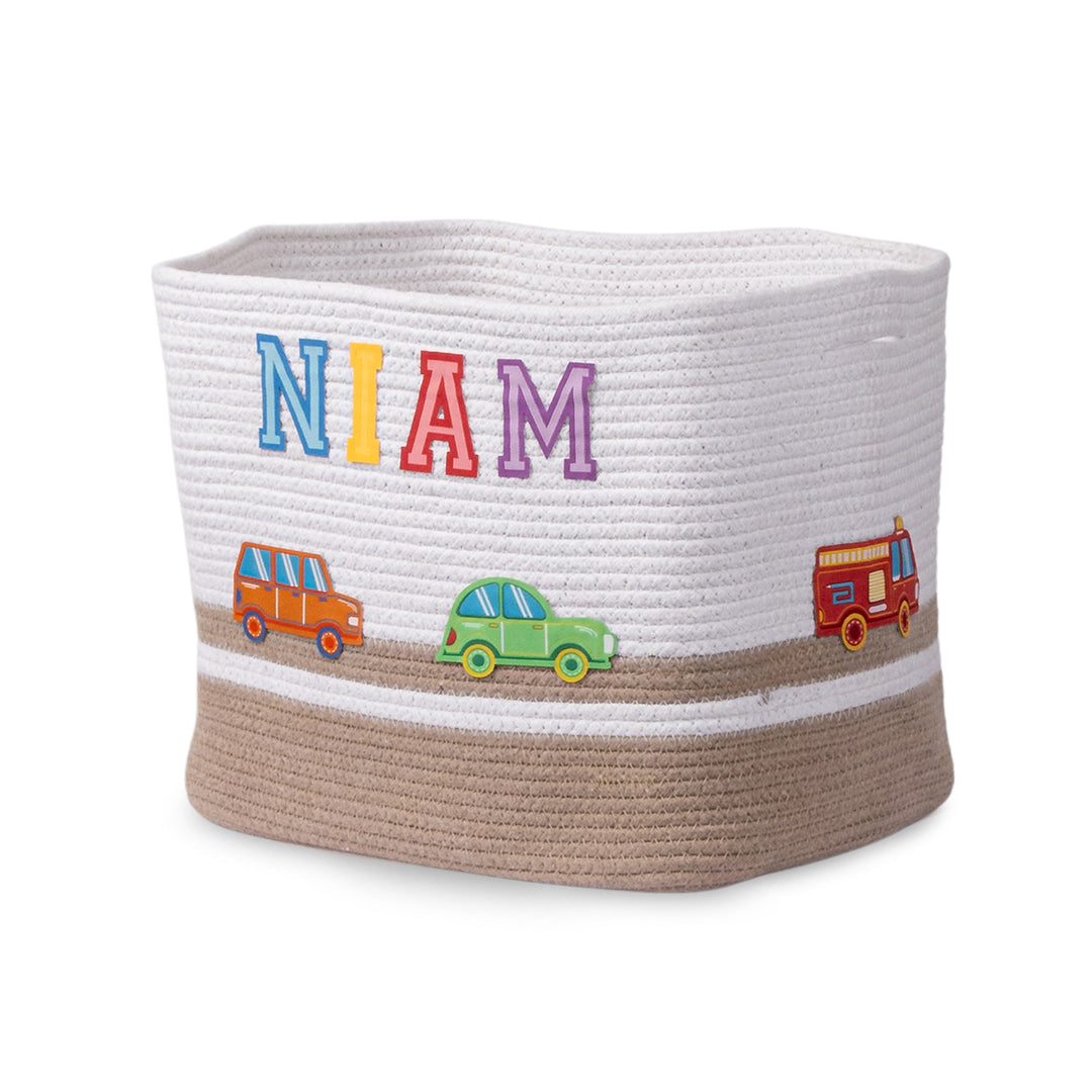 Cotton Rope 'Transport Trail' Medium Rectangular Beige Toy Storage Basket With Lid
