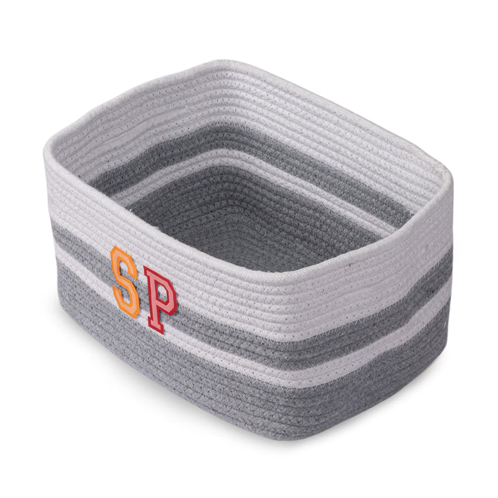 Cotton Rope 'Transport Trail' Small Rectangular Grey Toy Storage Basket