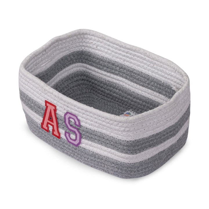Cotton Rope 'Transport Trail' Extra-Small Rectangular Grey Toy Storage Basket