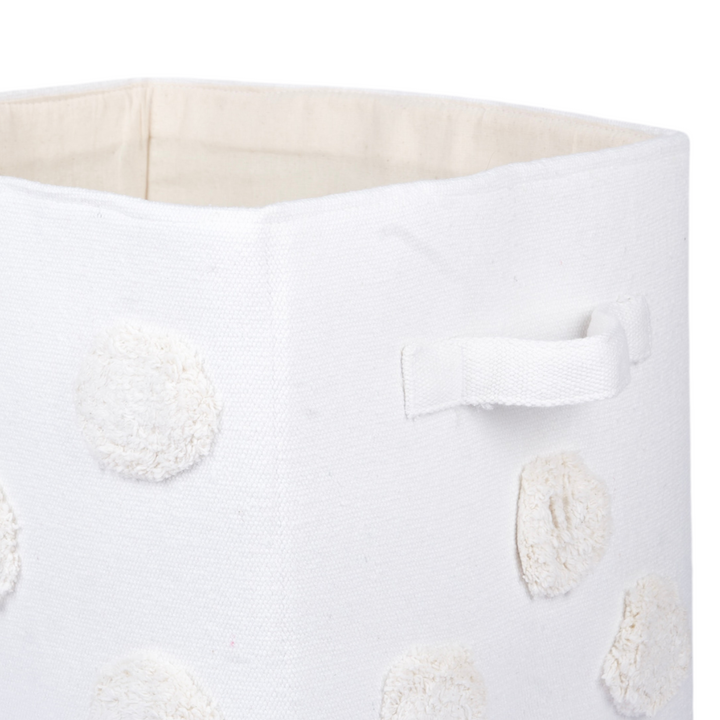 PomPom Medium Rectangular Beige Toy Storage Basket