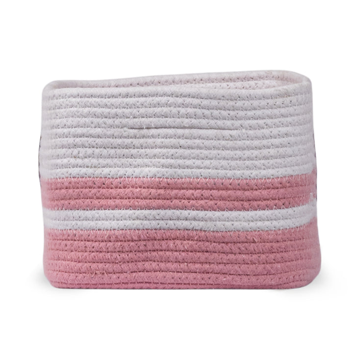 Cotton Rope 'Animal Kingdom' Small Rectangular Pink Toy Storage Basket