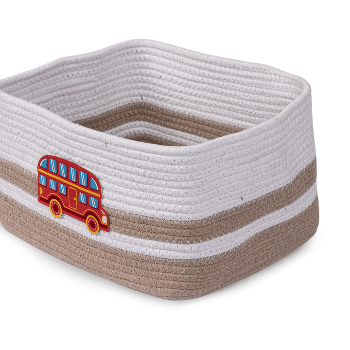 Cotton Rope 'Transport Trail' Small Rectangular Beige Toy Storage Basket