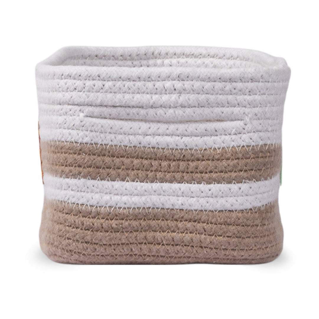 Cotton Rope 'Transport Trail' Extra-Small Rectangular Beige Toy Storage Basket