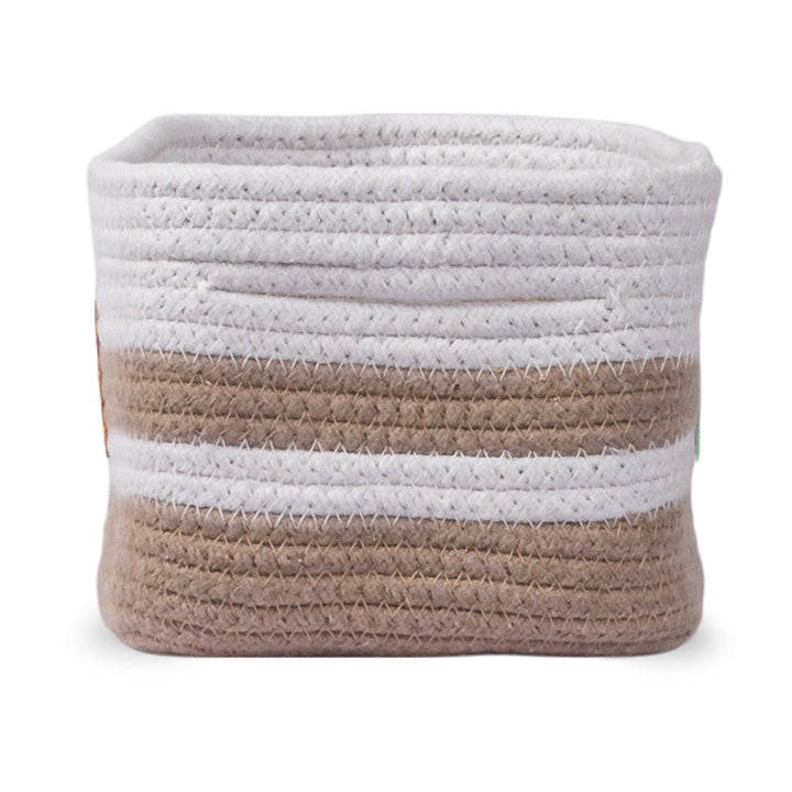 Cotton Rope 'Transport Trail' Extra-Small Rectangular Beige Toy Storage Basket