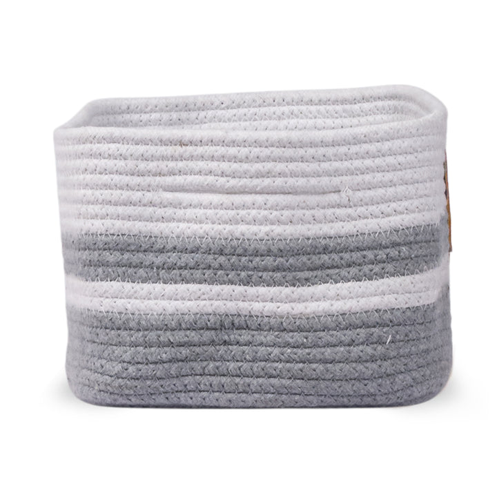 Cotton Rope 'Transport Trail' Small Rectangular Grey Toy Storage Basket