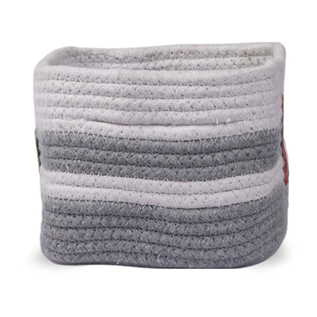 Cotton Rope 'Transport Trail' Extra-Small Rectangular Grey Toy Storage Basket