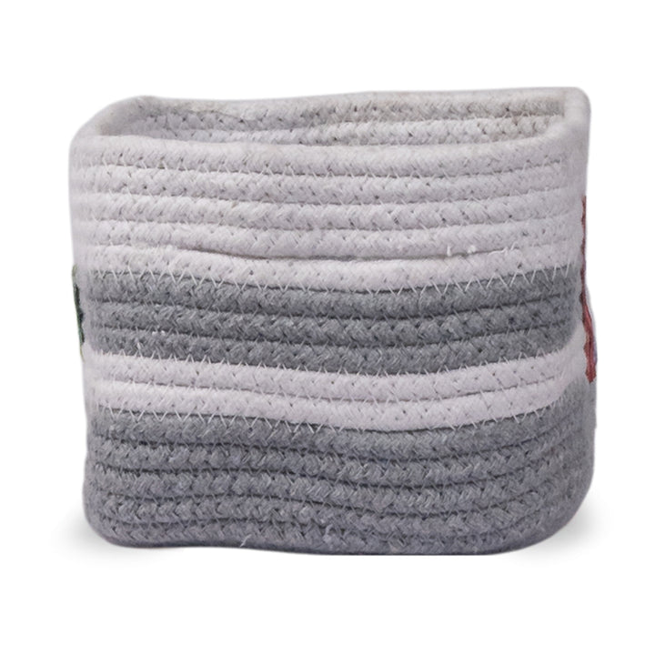 Cotton Rope 'Transport Trail' Extra-Small Rectangular Grey Toy Storage Basket