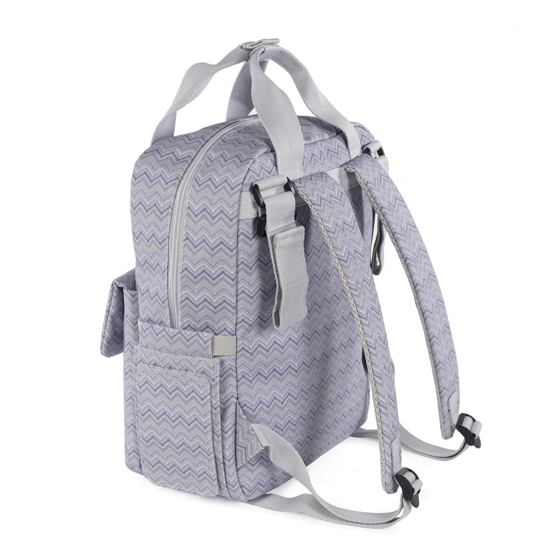 Zigzag Grey Backpack Diaper Changing Bag