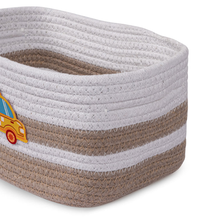 Cotton Rope 'Transport Trail' Extra-Small Rectangular Beige Toy Storage Basket
